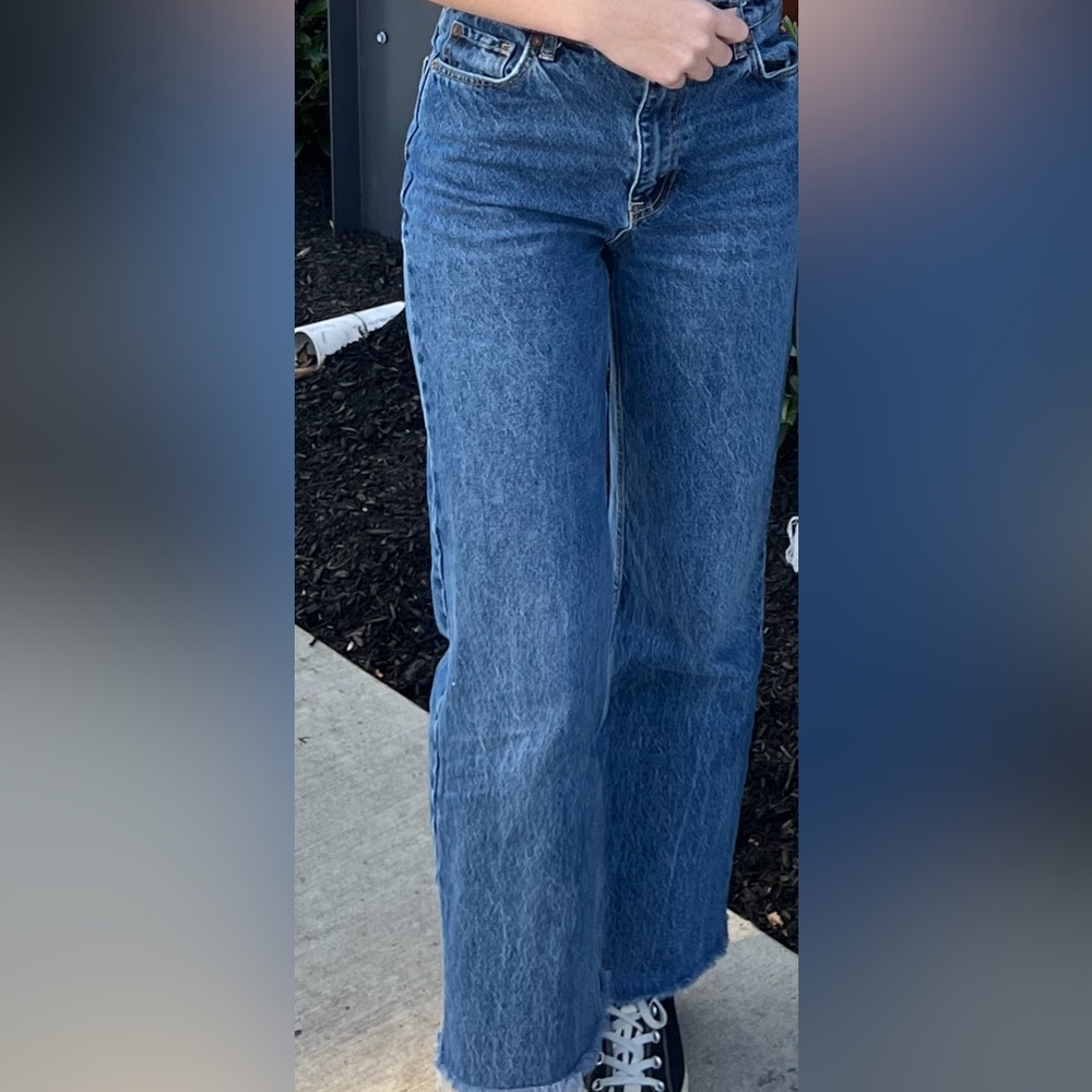 Zara High Waisted Wide Leg Jeans, Medium Wash, Orginally $50